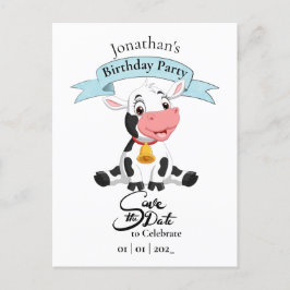 牛のデザインの誕生日おめでとうカード 男の子用 ポストカード