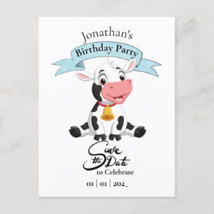 牛のデザインの誕生日おめでとうカード 男の子用 ポストカード