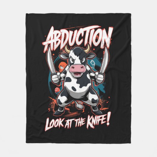 牛のデザインを特徴とするキャラクター フリースブランケット (正面)