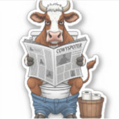 牛のトイレおもしろい家畜 シール (正面)