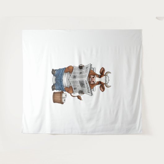 牛のトイレおもしろい家畜 タペストリー (正面(横))