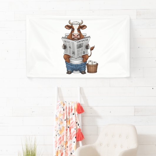 牛のトイレおもしろい家畜 横断幕 (インサイチュ)