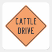 牛のドライブロードサイン スクエアシール (正面)