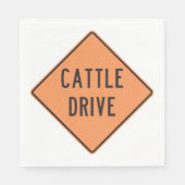 牛のドライブロードサイン スタンダードランチョンナプキン (正面)