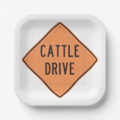 牛のドライブロードサイン ペーパープレート (正面)