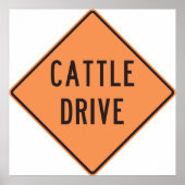 牛のドライブロードサイン ポスター (正面)