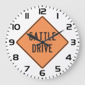牛のドライブロードサイン ラージ壁時計 (正面)