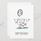 牛のハッピーバースデーハンドドロードドードルアート シーズンカード (正面/裏面)