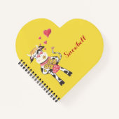 牛のハートのパーソナライズされたらせん結び付きノート ノートブック (正面)