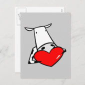 牛のハートバレンタイン私は牛を愛する シーズンポストカード (正面/裏面)
