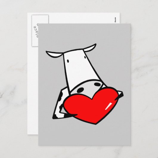 牛のハートバレンタイン私は牛を愛する シーズンポストカード (正面/裏面)
