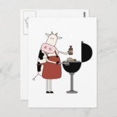 牛のバーベキューTシャツとギフト ポストカード (正面/裏面)