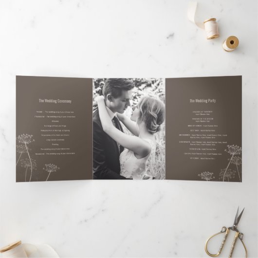 牛のパセリの花頭茶秋の結婚式 三つ折りプログラム (内部)