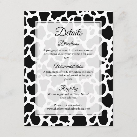 牛のパターンの背景エンクロージャカード エンクロージャーカード (正面)