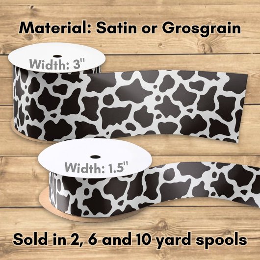 牛のパターンの背景 サテンリボン