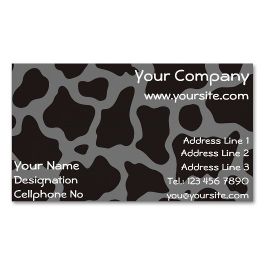 牛のパターンの背景 マグネット名刺 (正面)