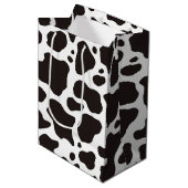 牛のパターンの背景 ミディアムペーパーバッグ (正面アングル)