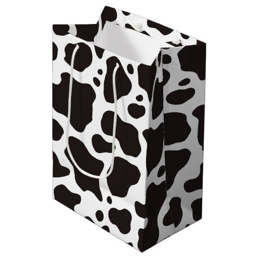 牛のパターンの背景 ミディアムペーパーバッグ (正面アングル)