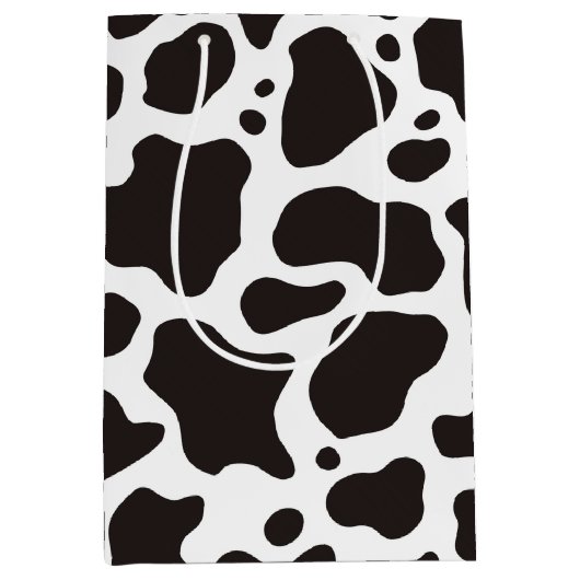 牛のパターンの背景 ミディアムペーパーバッグ (正面)