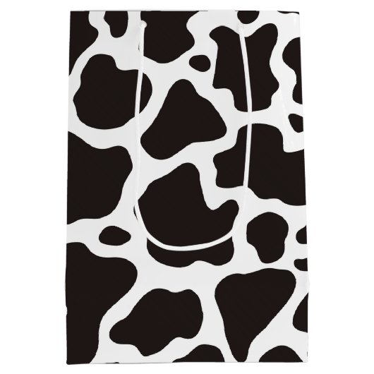 牛のパターンの背景 ミディアムペーパーバッグ (裏面)