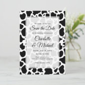 牛のパターン背景セーブ・ザ・デート案内 (スタンド正面)