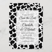 牛のパターン背景セーブ・ザ・デート案内 (正面/裏面)