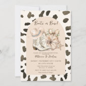 牛のパターン西ブーツまたは弓ジェンダーの明け 招待状 (正面)