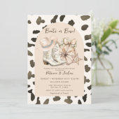 牛のパターン西ブーツまたは弓ジェンダーの明け 招待状 (スタンド正面)