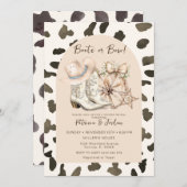 牛のパターン西ブーツまたは弓ジェンダーの明け 招待状 (正面/裏面)