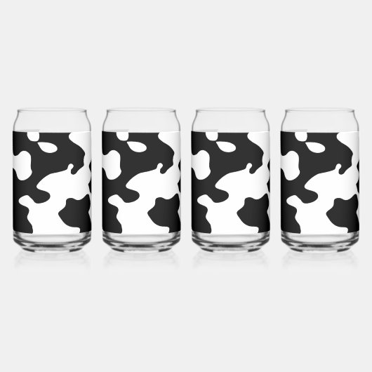 牛のパターン(白黒) ガラス缶 (正面)