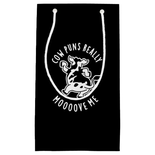 牛のパンは本当に私の動物のプンおもしろいダークBGを移動 スモールペーパーバッグ (正面)