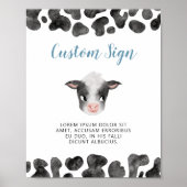 牛のパーティーカスタム標識 ポスター (正面)