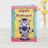 牛のパーティーセンター カード (黄色い花)