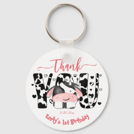 牛のパーティーピンクの感謝してい牛が好き キーホルダー