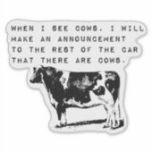 牛のビニールカスタムシールを見る シール (正面)