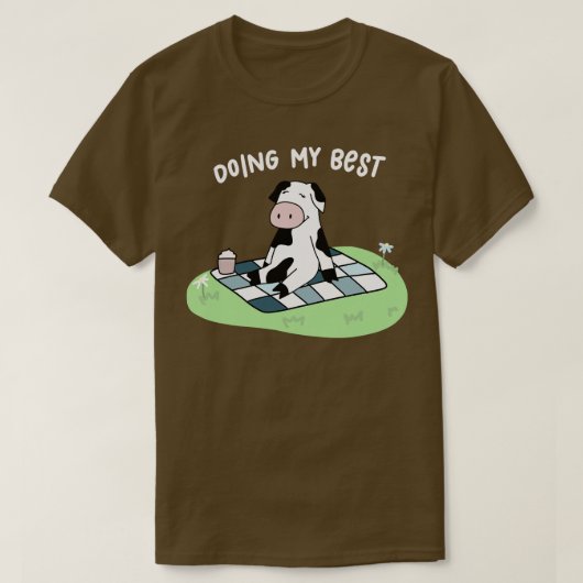 牛のピクニック Tシャツ (デザイン正面)