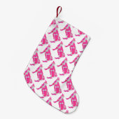 牛のピンクと白のシルエット スモールクリスマスストッキング (正面 (吊り時))