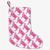 牛のピンクと白のシルエット スモールクリスマスストッキング (正面)