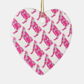 牛のピンクと白のシルエット セラミックオーナメント (右)