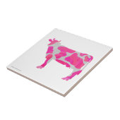 牛のピンクと白のシルエット タイル (側面)