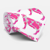 牛のピンクと白のシルエット ネクタイ (ロール)
