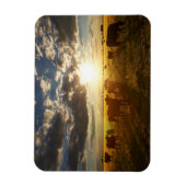 牛のフィールド，日の入 マグネット (縦)