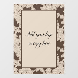 牛のフェイクプリントブラウンとクリームのウィンドウの固執 ウィンドウサイン