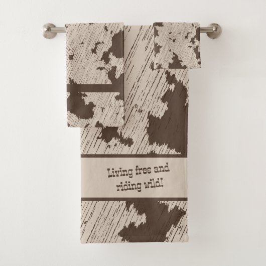 牛のフェイクプリントブラウンとクリーム バスタオルセット (インサイチュ)