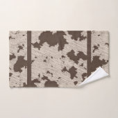 牛のフェイクプリントブラウンとクリーム バスタオルセット (ハンドタオル)