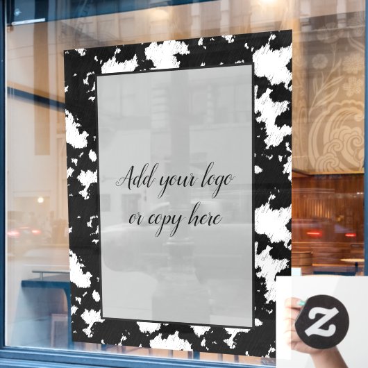 牛のフェイクプリント白黒のウィンドウの固定 ウィンドウサイン (カフェ窓)