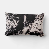 牛のフェイク皮、黒と白のプリント綿枕 ランバークッション (裏面)
