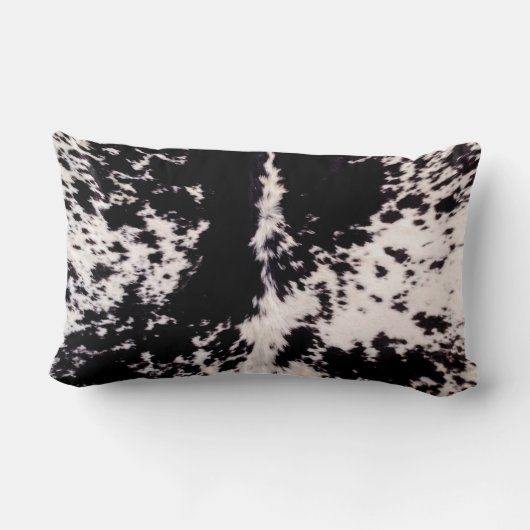 牛のフェイク皮、黒と白のプリント綿枕 ランバークッション (裏面)