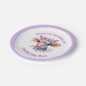 牛のフローラ紫の赤ちゃんシャワー ペーパープレート (アングル)