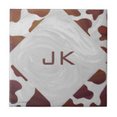 牛のブラウンとホワイトのモノグラム タイル (正面)